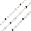 Cube & Round Glass & ABS Imitation Pearl Beaded Chains CHS-P016-43G-04-1