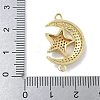 Rack Plating Brass Micro Pave Clear Cubic Zirconia Moon with Star Connector Charms KK-A234-056G-3