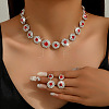 Flat Round Rhinestone Pendant Necklaces & Stud Dangle Earrings Sets WG2D6BD-04-2