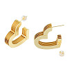 Brass Multi-Layer Heart Stud Earrings EJEW-N011-89-4