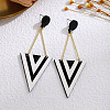 Acrylic Stripe Dangle Stud Earrings FS-WG5637F-01-2