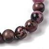 8mm Round Natural Rhodonite Braided Bead Bracelets BJEW-C067-01B-13-3