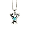 Letter A~Z Antique Silver Plated Alloy with Synthetic Turquoise Pendant Necklaces NJEW-G080-01Y-1