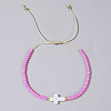 Glass Seed Beads & Brass Braided Beaded Bracelets LS-TV0952-3-1