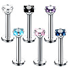 Square 304 Stainless Steel Cubic Zirconia 15 Gauge Threadless Labrets for Women Men FS-WG03966-10-1