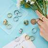 Unicraftale 16Pcs 4 Styles 201 Stainless Steel Grooved Line Finger Ring for Women RJEW-UN0002-48-2