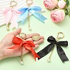 2Pcs Aluminum & Polyester Bowknot & Acrylic Pearl Shoes Charms HJEW-YW00535-01-4