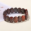 Natural Brecciated Jasper Oval Bead Stretch Bracelets for Men Women PW-WG50701-07-1