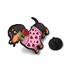 Dachshund in Heart Sweater with Rose Flower Enamel Pins JEWB-Z049-03EB-02-3