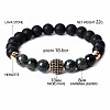 Natural Rhyolite Jasper & Lava Rock & Cubic Zirconia Round Beads Stretch Bracelets for Men Women Round Beads Stretch Bracelets for Men Women FF8165-5-1