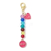 Mother's Day Flat Round with Word Mom & Heart Alloy Enamel Pendant Decorations HJEW-JM01510-3
