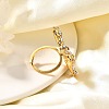 Bowknot 304 Stainless Steel Rhinestone Cuff Rings for Women RJEW-A058-01B-G-5