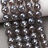 Electroplated Natural Agate Beads Strands G-B191-A07-10mm-05-1
