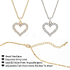 ANATTASOUL 2Pcs 2 Colors Rhinestone Hollow Heart Pendant Necklace with Brass Chains for Women NJEW-AN0001-70-3