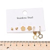 304 Stainless Steel Rhinestone Flower & Round Earring Sets EJEW-Z098-12G-5