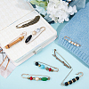  8Pcs 8 Style Branch & Feather & Bamboo Shape Alloy & Iron Safety Pin Brooches JEWB-NB0001-15-5