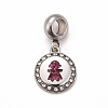 304 Stainless Steel Crystal Rhinestone European Dangle Charms STAS-F278-07P-2