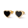 Black Acrylic Heart Stud Earrings & Pendant Necklace SJEW-G080-02G-6