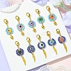 10Pcs Flat Round Evil Eye Resin with Glass Seed Pendant Decorations HJEW-MZ00095-2