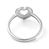 Heart Adjustable 925 Sterling Silver Ring Components STER-G042-06P-3