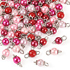 80Pcs 8 Colors Glass Pearl Round Connector Charms PALLOY-TA00263-3