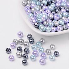 Silver-Grey Mix Pearlized Glass Pearl Beads HY-X006-6mm-13