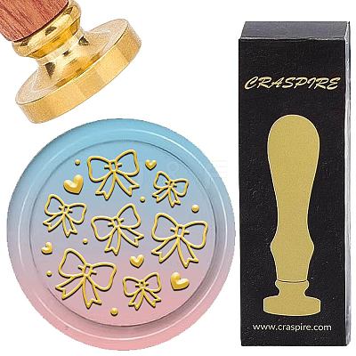 Brass Wax Seal Stamp with Wood Handle AJEW-WH0412-0273-1