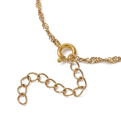 Brass Charms and Natural Cultured Freshwater Pearl Link Bracelets BJEW-JB13126-1