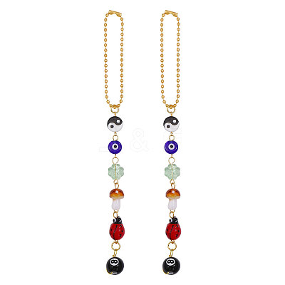2Pcs Glass Car Pendant Decorations AJEW-GL0003-28-1