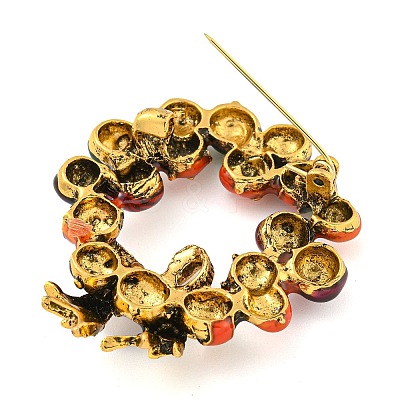 Christmas Theme Golden Zinc Alloy with Rhinestone Brooches JEWB-B018-01AG-01-1