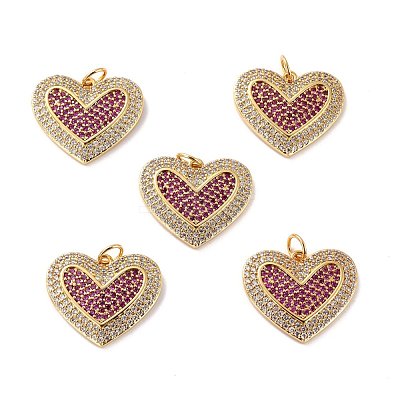 Brass Micro Pave Cubic Zirconia Pendants ZIRC-P092-040G-RS-1