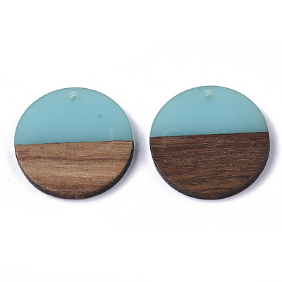 Transparent Resin & Walnut Wood Pendants RESI-S358-02B-H11-1