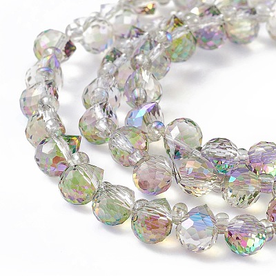 Transparent Electroplate Glass Beads Strands EGLA-F152A-HR01-1