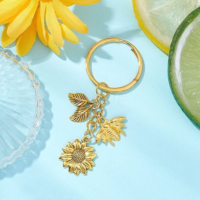 Sunflower & Bee Alloy Keychains KEYC-JKC01061-1