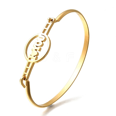 201 Stainless Steel Flat Round Link Bangles for Women BJEW-R014-01G-04-1