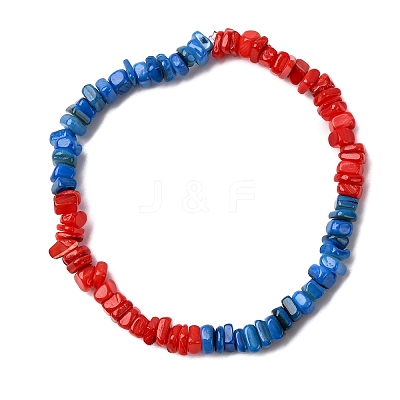 Dyed Natural Freshwater Shell Beads Stretch Bracelets for Men Women BJEW-JB12477-01-1