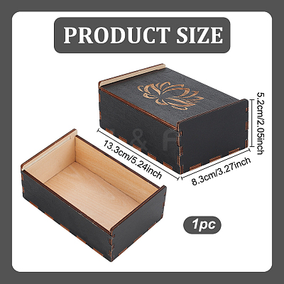 1Pc Rectangle Engraved Wooden Sliding Lid Boxes CON-UN0001-03A-1