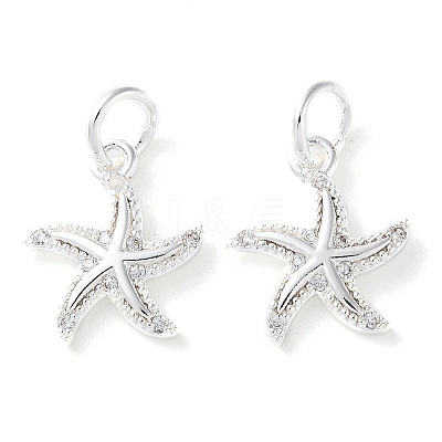 Rack Plating Brass Micro Pave Clear Cubic Zirconia Charms KK-D097-04S-1
