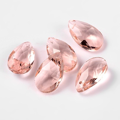 Faceted Teardrop Glass Pendants GLAA-O008-B07-1