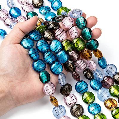 Handmade Silver Foil Glass Beads Strands X-SL109-1