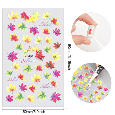 6 Sheets 6 Style Maple Leaf Nail Art Stickers Decals MRMJ-OC0003-57B-1