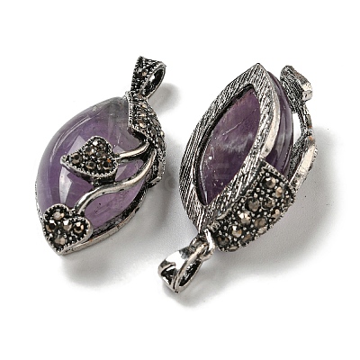 Natural Amethyst Horse Eye Pendants G-F766-01AS-04-1