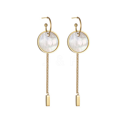 304 Stainless Steel Natural Shell Stud Earrings WG6211B-01-1