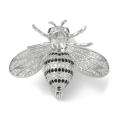 Bee Brass Cubic Zirconia Brooches JEWB-Q013-03P-1
