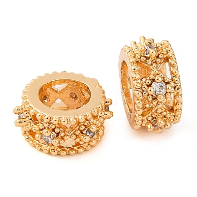 Brass Micro Pave Cubic Zirconia European Beads KK-K378-39G-1