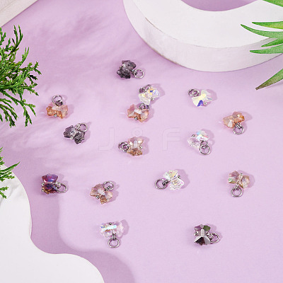 28Pcs 7 Colors Electroplate Glass Charms PALLOY-TAC0233-1