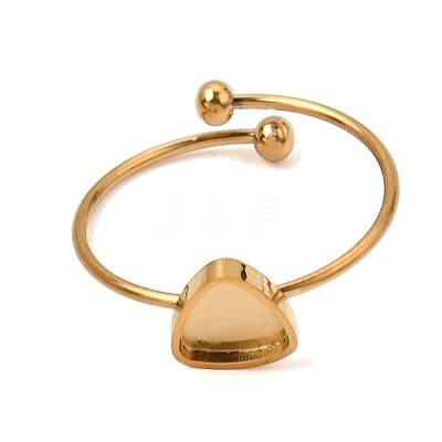 Triangle 304 Stainless Steel Open Cuff Bangle Makings with Bezel Tray SA-CBABF3F-03G-01-1