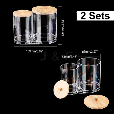 2Pcs Plastic with Wood Containers CON-NB0001-76-1