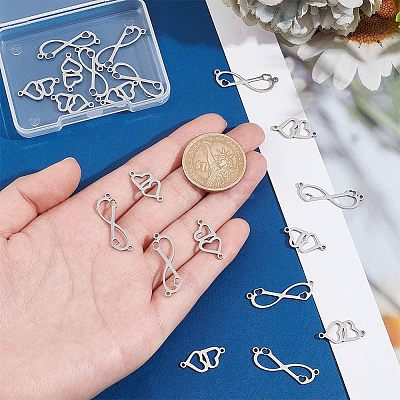 20Pcs 2 Styles 201 Stainless Steel Connector Charms FIND-HY0001-18-1