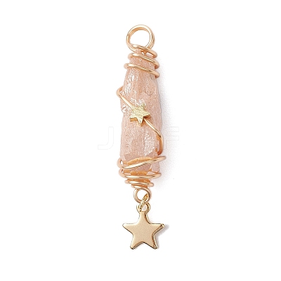 3Pcs 3 Styles Electroplated Natural Quartz Crystal Nuggets Copper Wire Wrapped Pendants PALLOY-JF03126-1